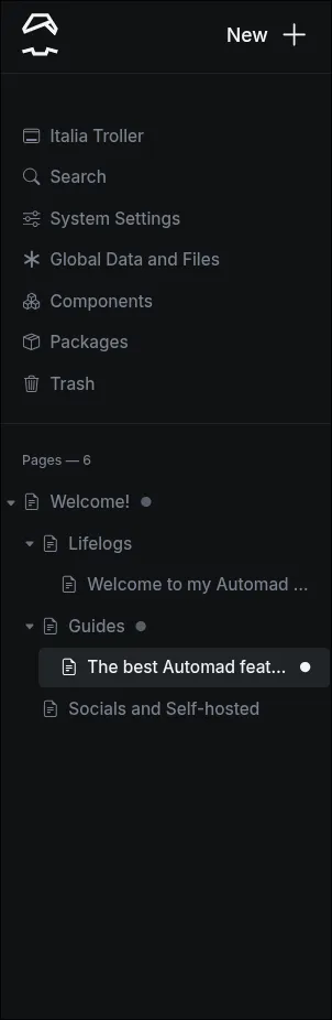 Components sidebar