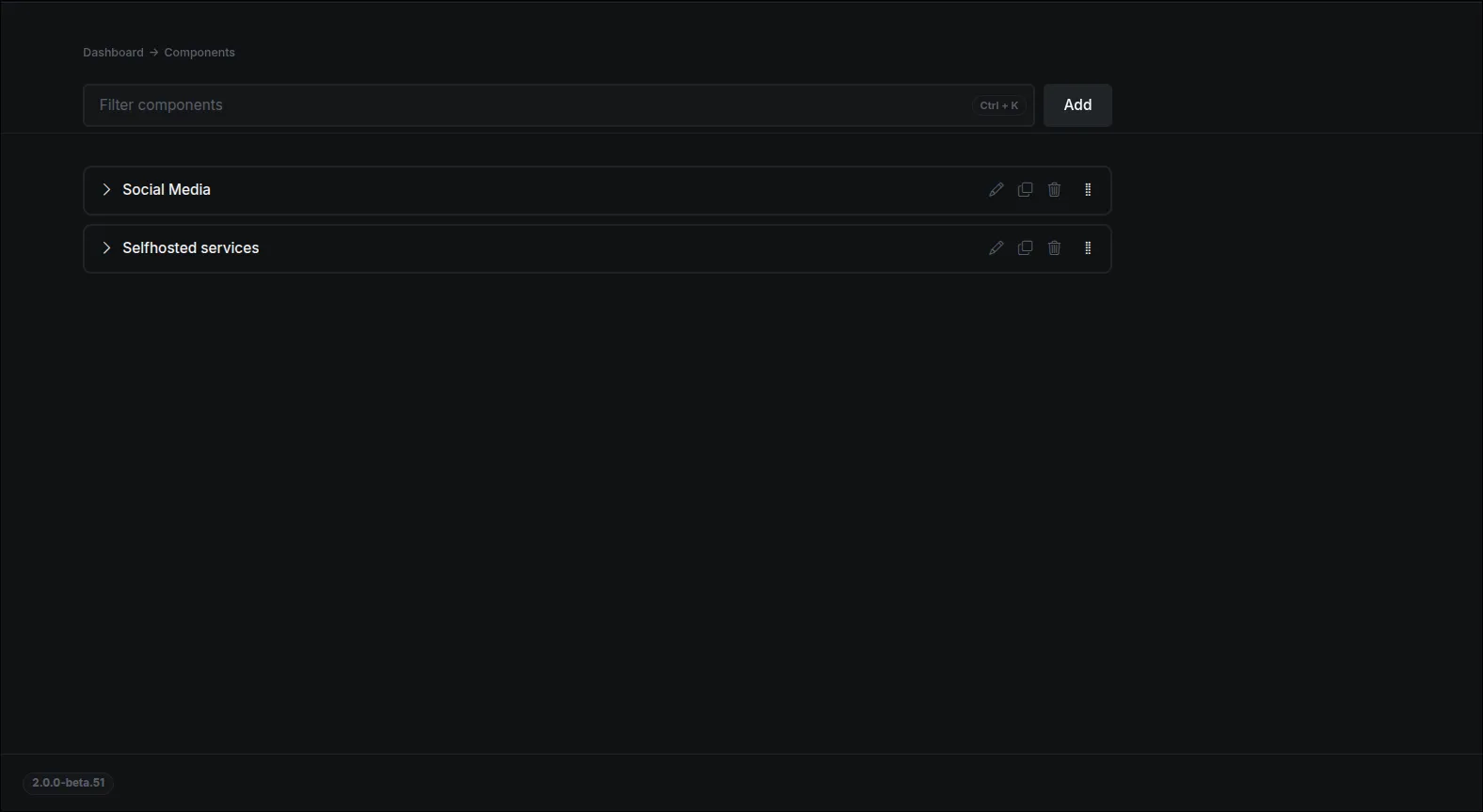 Components page